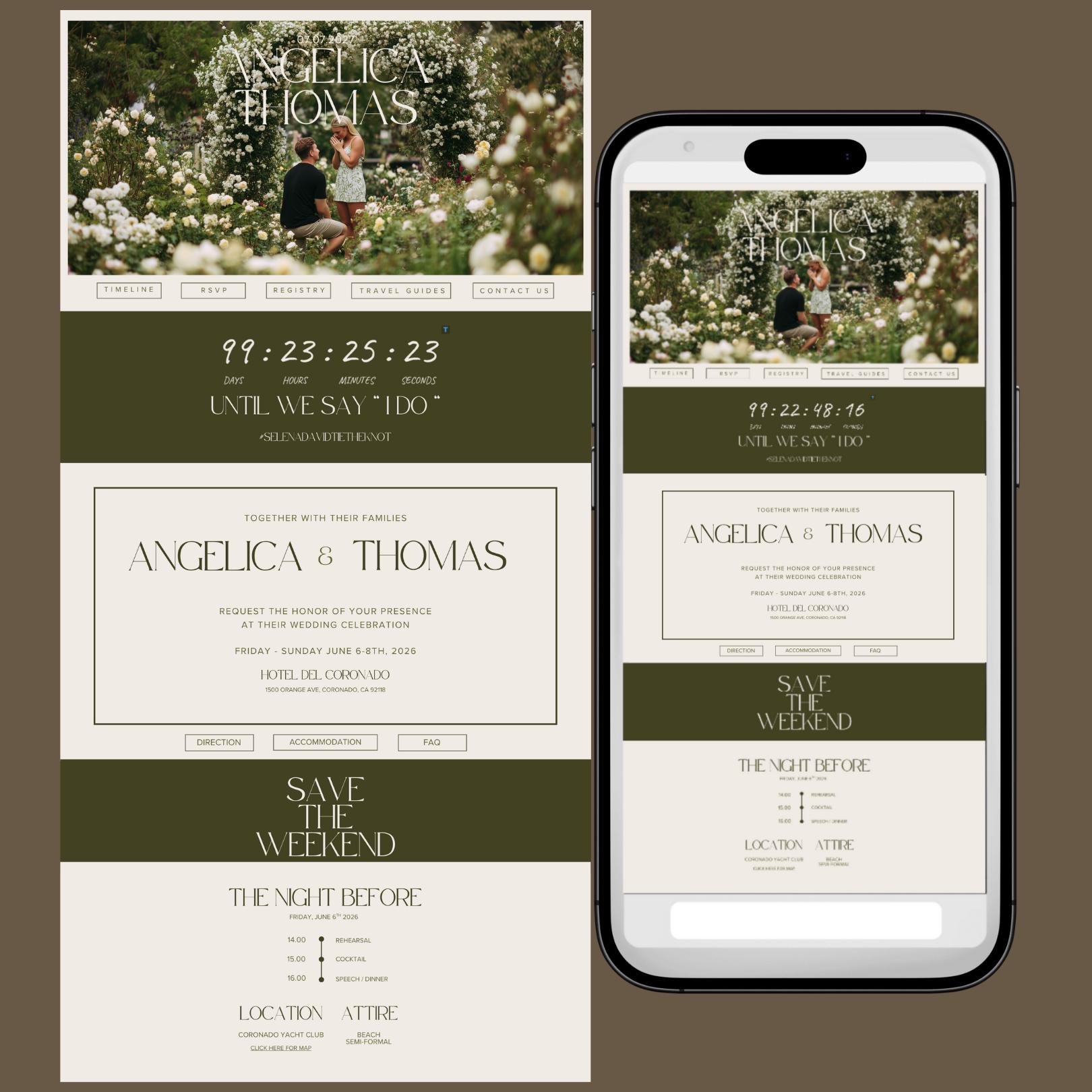 Editable Countdown Timer Responsive Wedding Website Canva Template ...