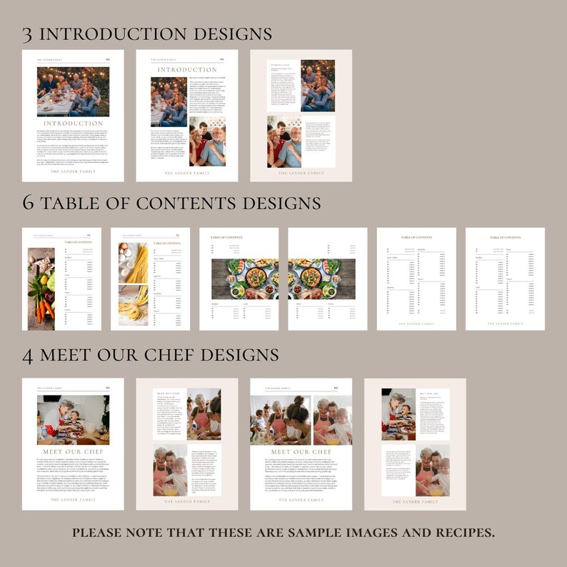 Editable Modern Family Cookbook Canva Template Minimalist Family Recipe ...