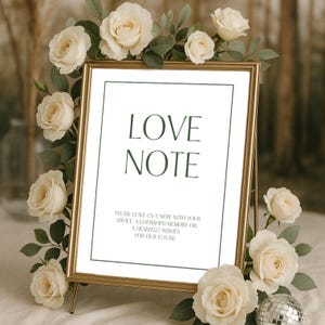 Editable Minimal Green Love Note Wedding Signage Canva Template, Custom Please Sign Guest Book, Printable Modern Reception Table Sign, P1