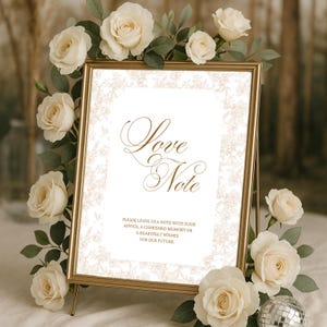 Bewerkbare klassieke bruine toile liefdesbriefje bruiloft bewegwijzering canva sjabloon, custom gelieve te ondertekenen gastenboek, afdrukbaar chinoiseriereceptiebord