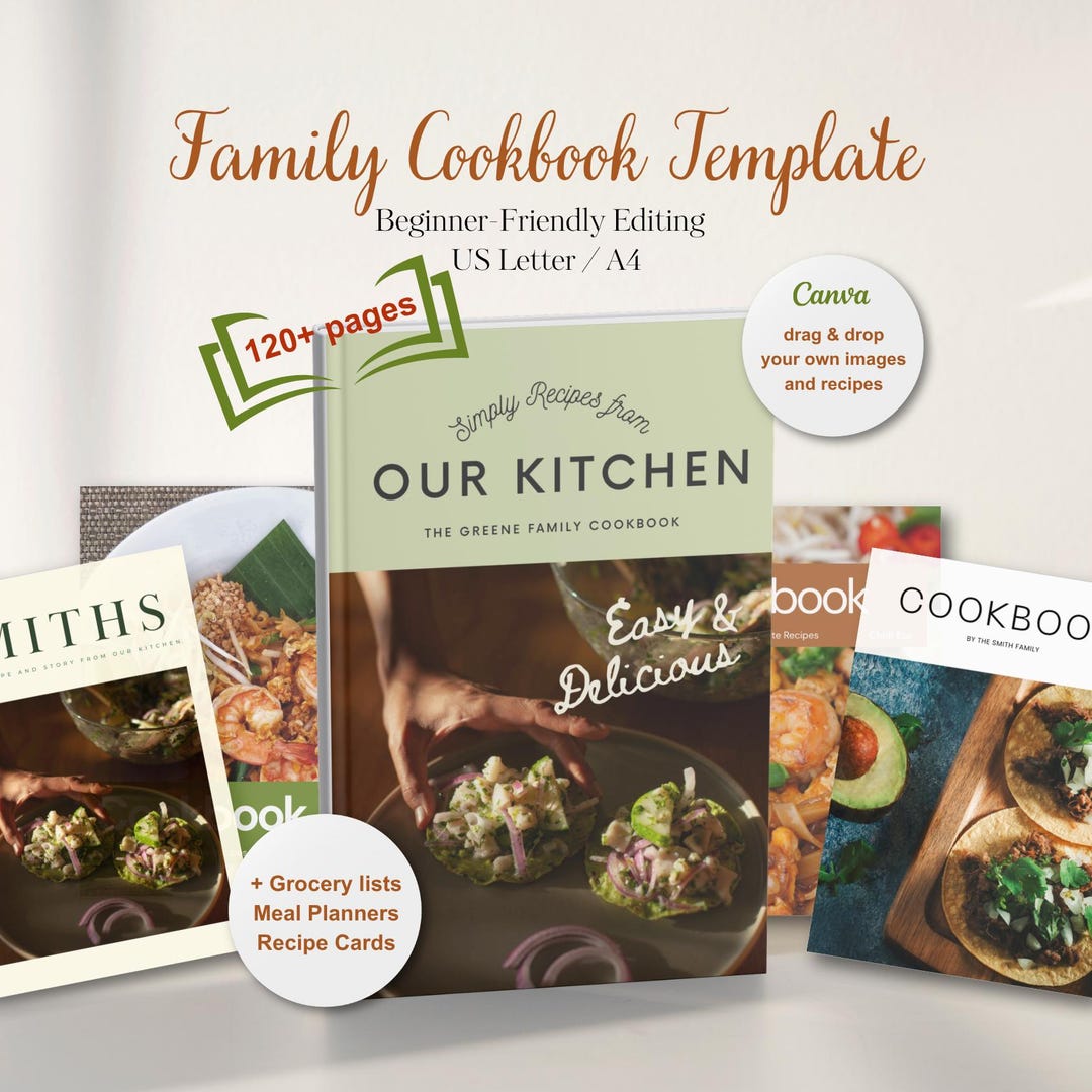 Cookbook Canva Template, Editable Recipe Page Binder, Printable Family ...
