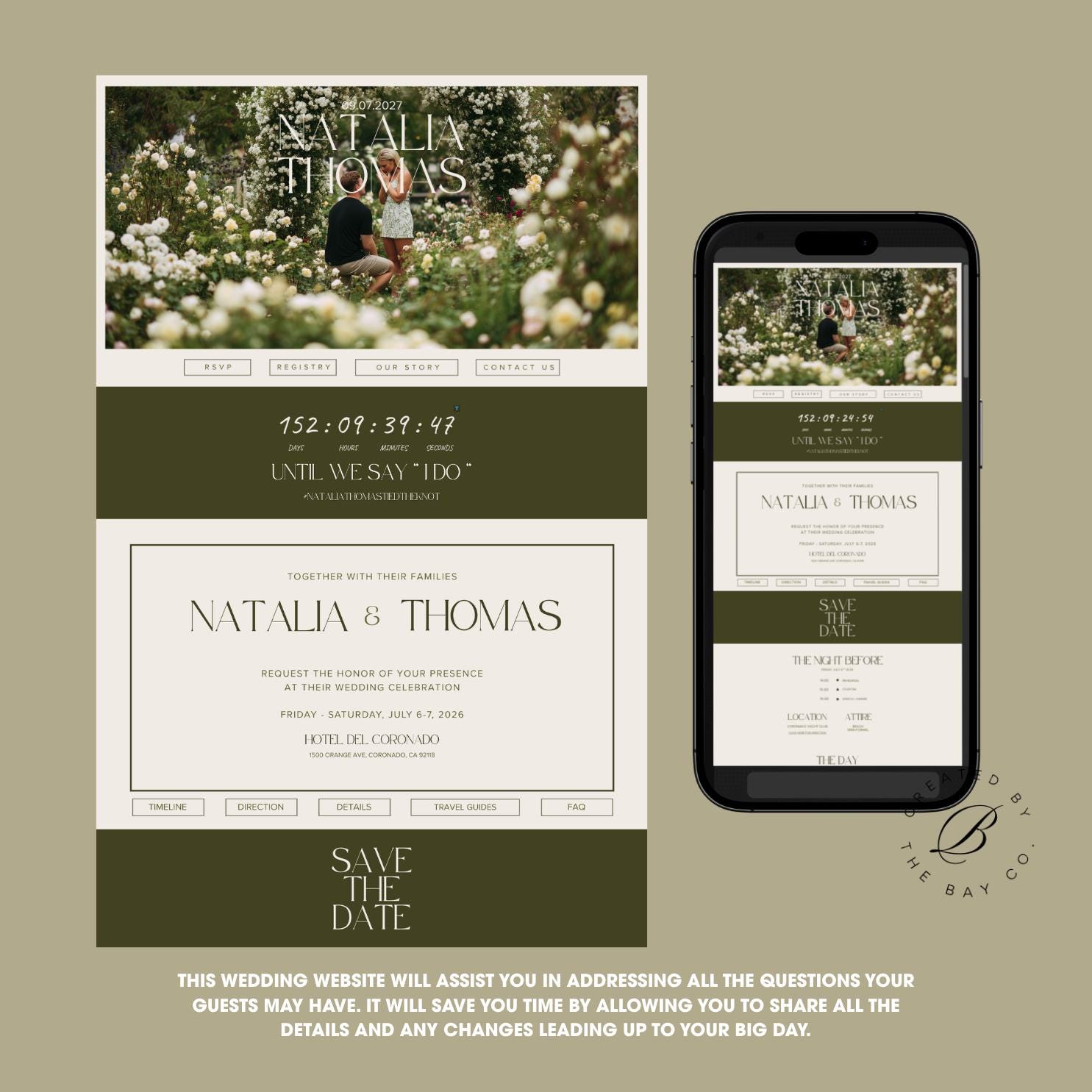 Editable Countdown Timer Responsive Wedding Website Canva Template ...