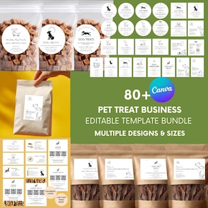 Editable Dog Treat Package Label Bundle Canva Template, Homemade Pet Bakery Branding Kit, Pet Food Business Packaging, Digital Download