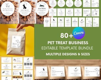 Editable Dog Treat Package Label Bundle Canva Template, Homemade Pet Bakery Branding Kit, Pet Food Business Packaging, Digital Download
