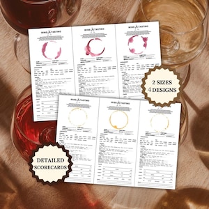 Red And White Wine Tasting Scorecards, Wine Tasting Mats Score Sheets, Printable Drinking Activity , Wine Flight Tasting Scoring Placemats