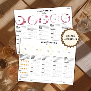 Tarjetas de puntuación imprimibles para catas de vino blanco y tinto, tapetes para catas a ciegas, actividades para aficionados al vino, manteles individuales para catas de vinos