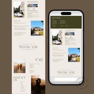 Editable Countdown Timer Responsive Wedding Website Canva Template, Custom Stylish Beige and Sage Green Wedding Webpage image 7