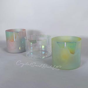 432HZ Crystal Singing Bowls Set, Opaque Cosmic Design, DFA Notes