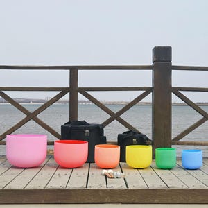 Solfeggio Frequency 528hz/285hz/174hz/639hz/417hz/396hz Crystal Singing Bowls Set with Carry Cases and Free Mallets