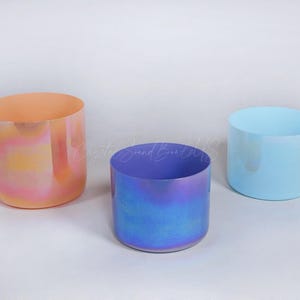 432Hz Crystal Singing Bowl Set: 3RD Octave Cosmic Opaque DFG Notes with Mallets