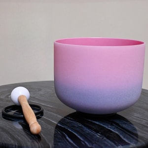432HZ Perfect Pitch Hand Craft 8 Inch Note CDEFGAB Crystal Singing Bowl with Free Mallet and Oring