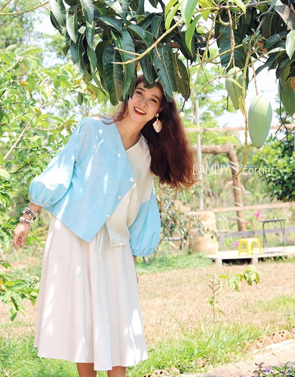 Wrap blouse linen main image 1