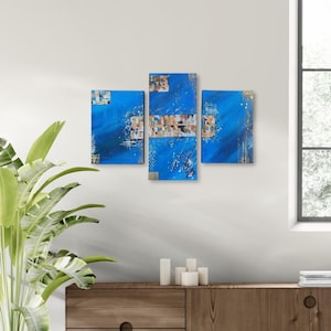 Trittico dipinto a mano astratto - Arte murale in acrilico - Decorazione per la casa - Disponibile su ordinazione