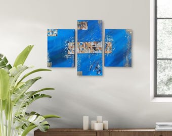 Hand-painted Triptych Abstract Painting - Acrylic Wall Art - home decor - Custom Order Available