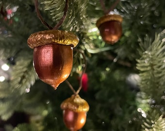 Metallic Acorn Christmas Ornaments