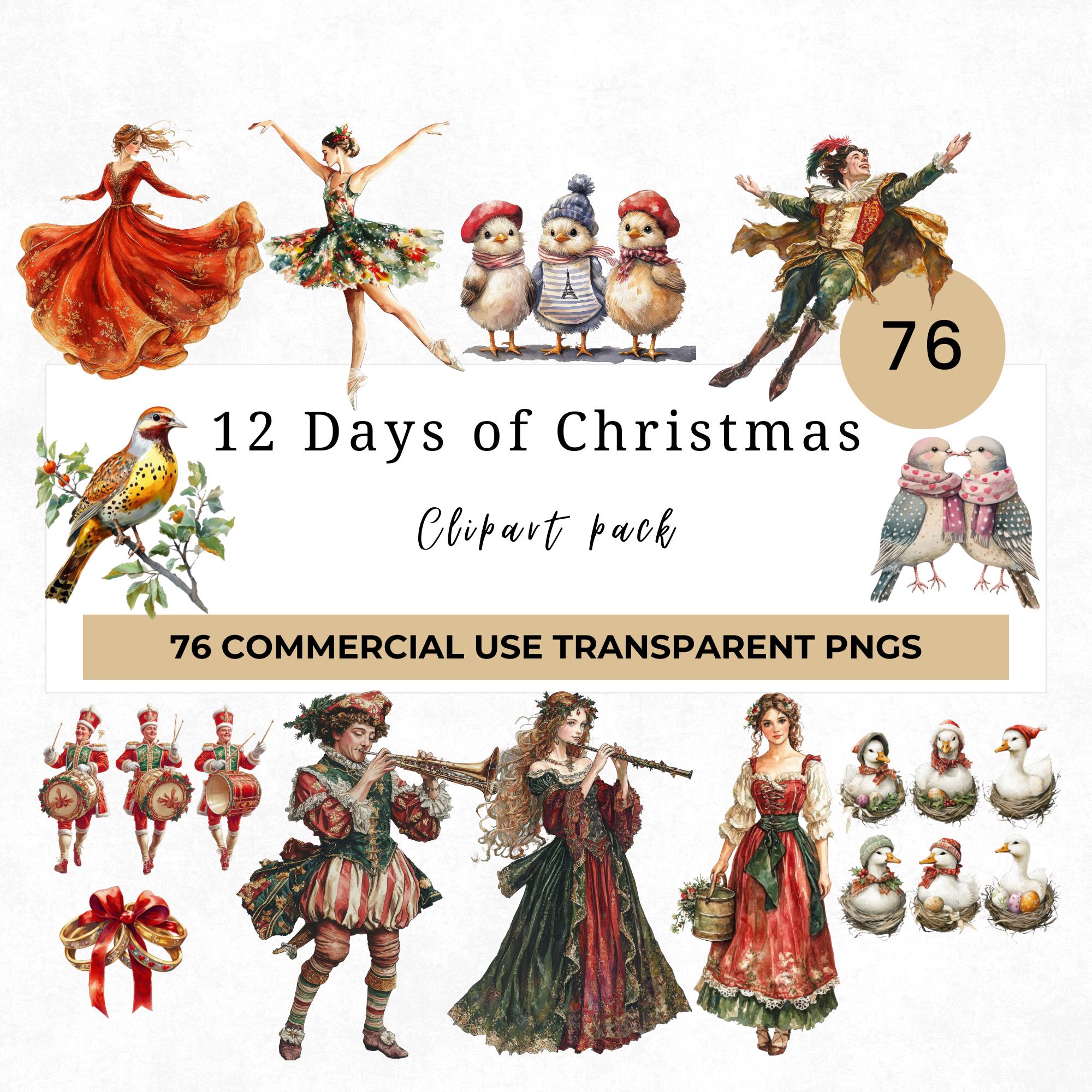 12 Days of Christmas Complete Clipart Bundle, Commercial Use ...