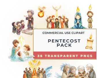 Pentecost Clipart Pack | Watercolor Christian Digital Art (36 PNGs)