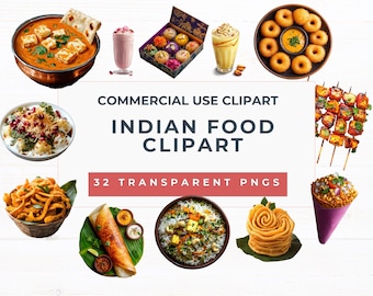 Indian Food Clipart | Diwali Cuisine, Sweets, Curry (32 PNGs)