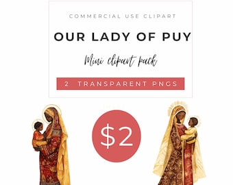 Imagem PNG de Nossa Senhora de Le Puy, Madona Negra, Virgem Maria e Menino Jesus, Arte Mariana em Aquarela para Download Digital.