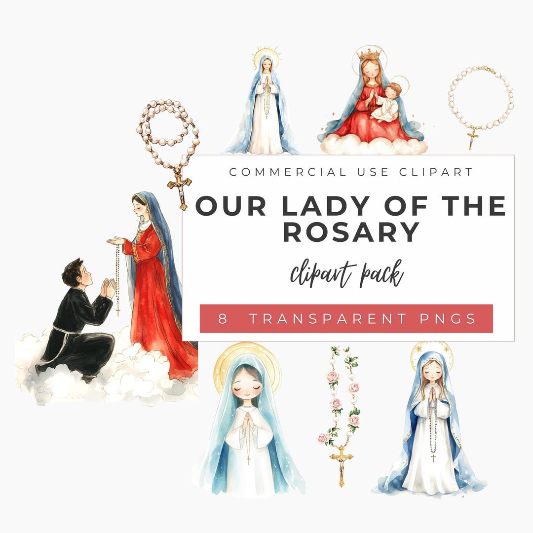 Our Lady of the Rosary Watercolor Clipart | St. Dominic (8 Pngs) - Etsy