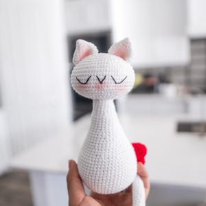 Valentines Day Plushie, Handmade Big Crotchet Cat Plushie, Valentine's Day Gift, Gift for her, Crotchet Cat