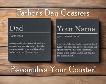 Personalized Father's Day Slate Coaster: Dictionary Definition Dad Gift