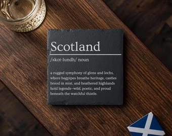 Scotland Dictionary Definition Slate Coaster Gift - Scottish Gift Coaster for Scotland Secret Santa. Scotland present for Scottish Friends