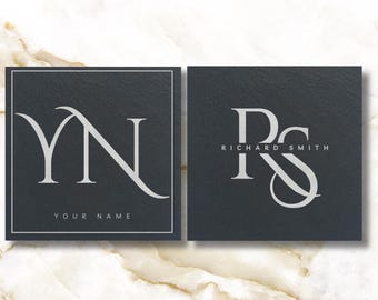 Personalisable Name & Initials Slate Coaster Gift - Custom Name Slate Coaster Engraved Gift for all occasions - Wedding Name Gift - Initials