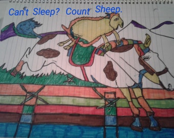 Kun je niet slapen? Count Sheep - Een digitale potloodschets - zie itemdetails