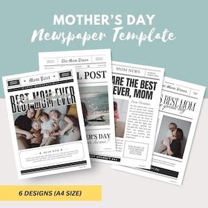 Editable Mother&#39;s Day Newspaper Canva Template, Personalized Mother&#39;s Day Gift, Newspaper for Mom Canva Template Printable Mother&#39;s Day