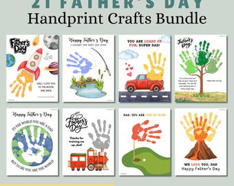 Vatertag Handabdruck Kunst Bundle: DIY Erinnerungsgeschenk (Digitaler Download)