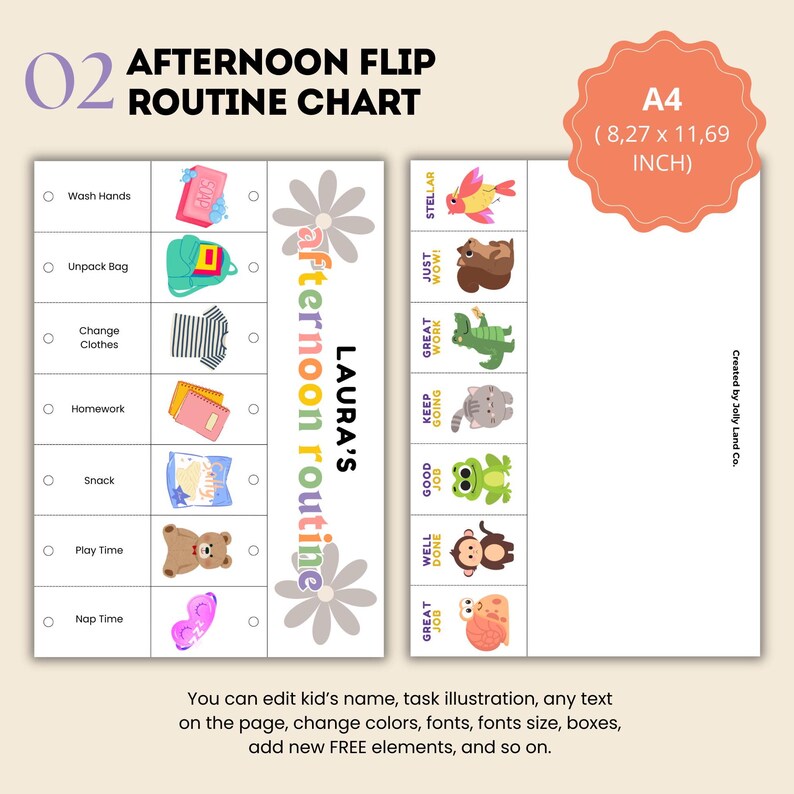 Editable Kids Routine Flip Chart: Visual Schedule (canva PDF) - Etsy
