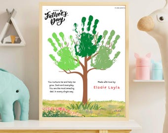 Arte con huellas de manos para el Día del Padre: Regalo DIY para niños (Descarga digital, tamaño carta, 8,5 x 11 pulgadas)
