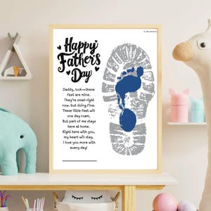 Manualidad con huellas de pies para el Día del Padre, regalo para el Día del Padre, poema para el Día del Padre, huellas de pies, regalo para papá de un niño, descarga digital, bricolaje imprimible