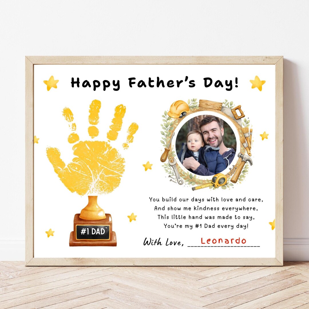 Father’s Day Handprint Craft Poem Printable, Trophy Keepsake for Dad ...