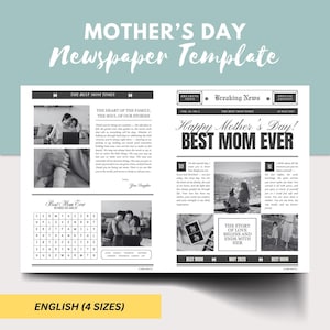 Modèle de journal modifiable pour la fête des mères, cadeau personnalisé pour la fête des mères, carte imprimable pour la fête des mères, insert floral : anglais, fichier PDF