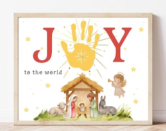 Christmas Nativity Handprint Art, Joy Handprint Craft, Sunday School Craft, Christmas Crafts for Kids, Sunday School Christmas Craft