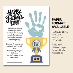 Fathers Day Handprint Printable Craft, Fathers Day Handprint Art, My Daddy Poem Gift for Dad Papa Sentimental Gift from Kids Toddler Baby image 7
