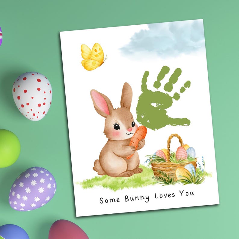 Easter Bunny Handprint Craft for Kids, Some Bunny Loves You Printable ...