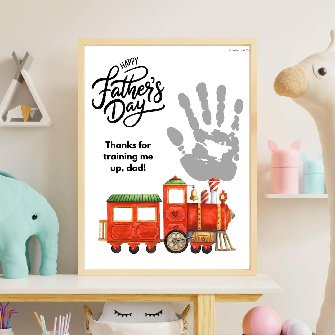 Father's Day Train Handprint Art: Toddler Keepsake Gift (PDF) - Etsy