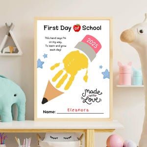 First Day of School Handprint Craft, Back to School Printable, School Keepsake, Teacher Resource, Preschool Craft, Instant Download PDF
