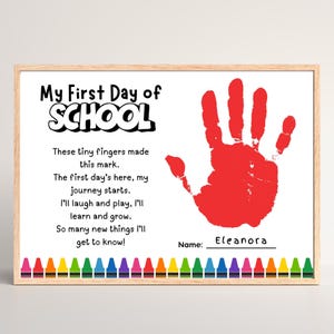 Eerste schooldag handafdruk gedicht kunst: Keepsake Craft (digitale download, pdf van 8,5 x 11 inch)