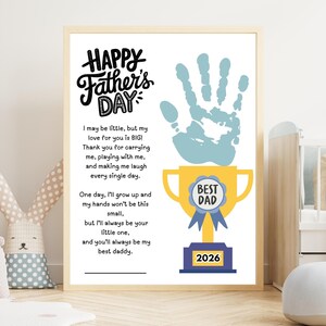 Fathers Day Handprint Printable Craft, Fathers Day Handprint Art, My Daddy Poem Gift for Dad Papa Sentimental Gift from Kids Toddler Baby image 8