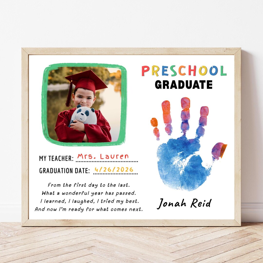Preschool Graduation Handprint Craft Printable, End of Year Keepsake ...