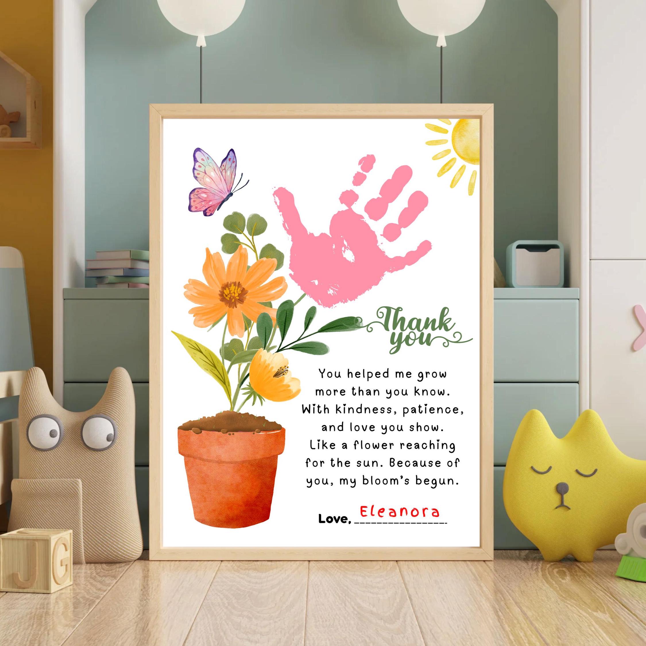 Teacher Appreciation Handprint Craft Printable, Thank You Teacher Gift ...
