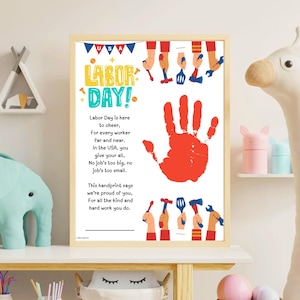 Labor Day Handprint Art, Labor Day Activity, Handprint Art, Handprint Craft Keepsake, Preschool Daycare Activity, Labor Day Printable PDF