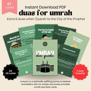 Umrah Duas do druku, cyfrowe pobieranie, karty Umrah Dua, Duas dla Umrah, fiszki Umrah, karty przypomnienia Umrah Dua, islamskie do druku