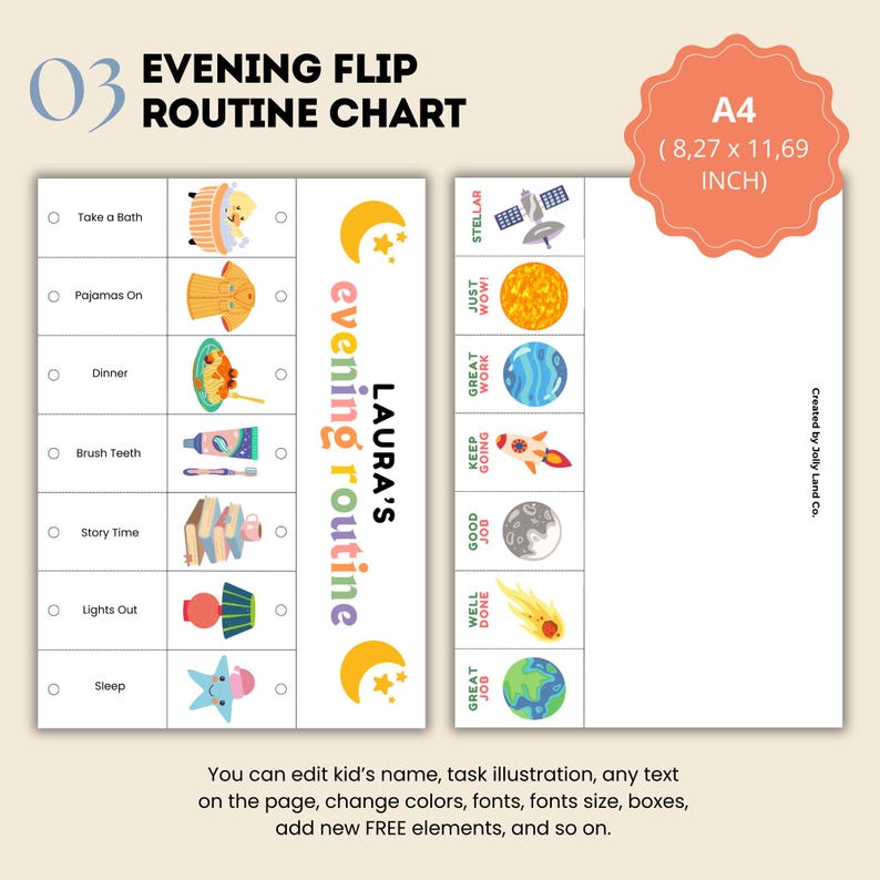 File Folder Routine Chart Kids Editable Kids Routine Flip Chart: Visual Schedule (canva PDF) - Etsy