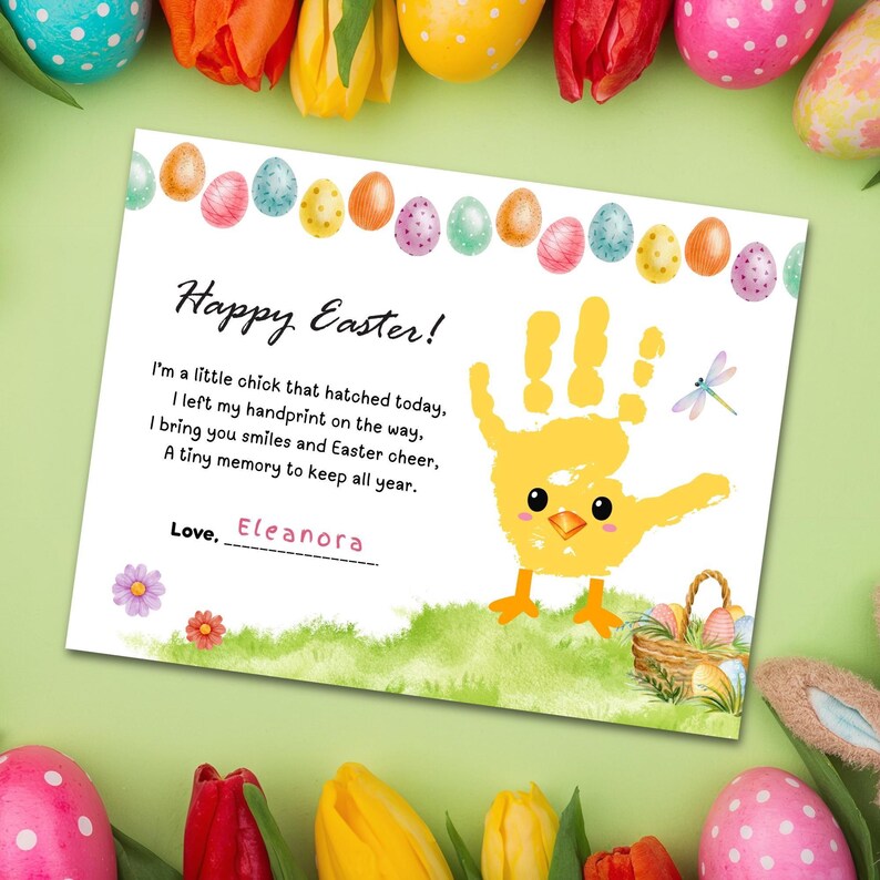 Spring Chick Handprint Craft Printable, Easter Handprint Art for Kids ...
