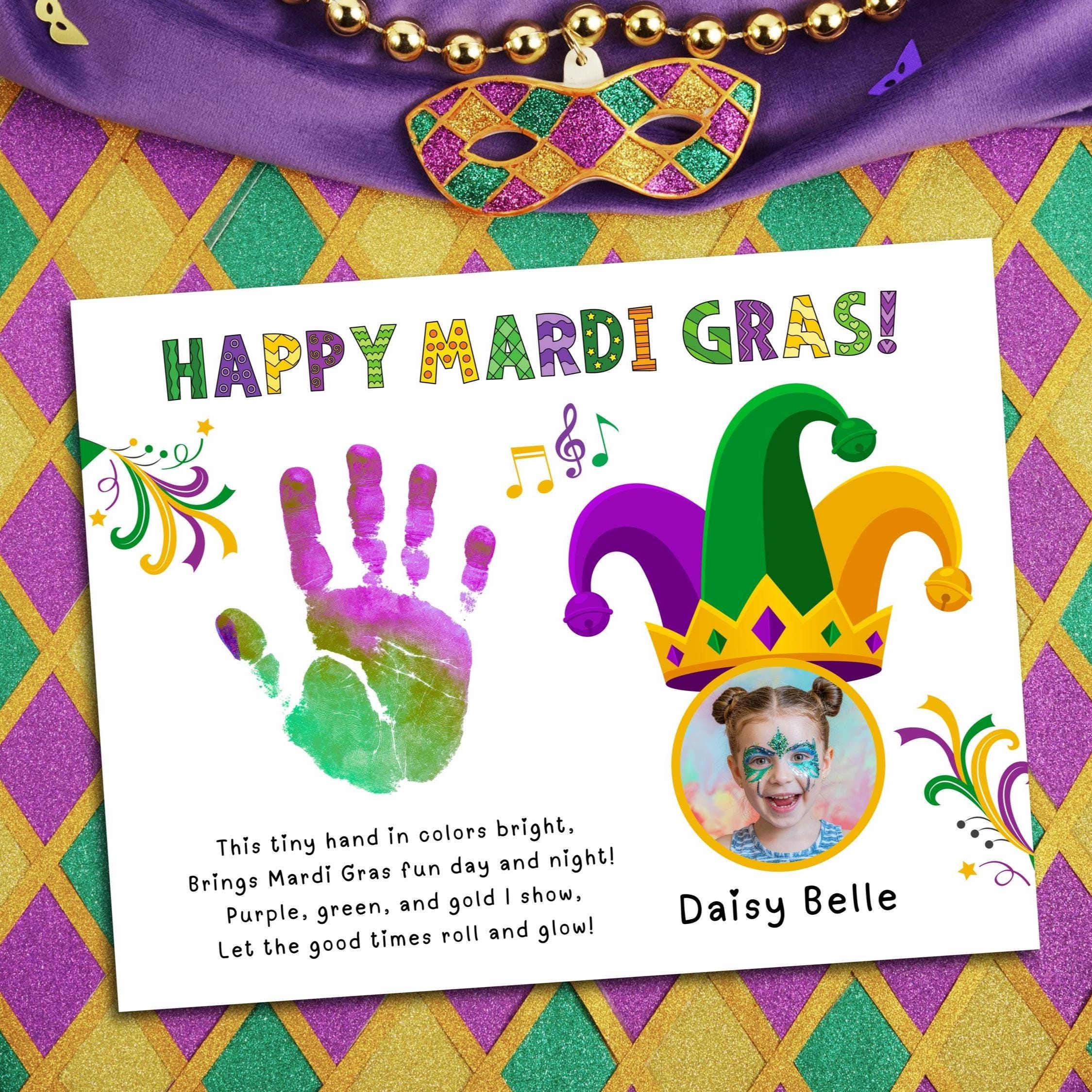 31 Festive Mardi Gras Crafts for Kids 8 Mardi Gras Handprint Craft with Poem, Preschool Mardi Gras Activity…